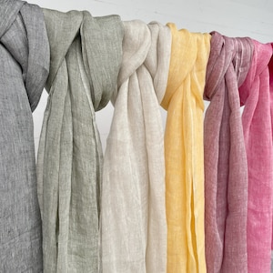 100% Natural Soft Linen Scarf, Lightweight Pure Linen Scarves in 8 Colors, Gift Linen Scarf for Women & Men, 3 for 65 image 2