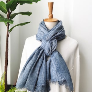 Linen Scarf, Lightweight Pure Linen Scarves, Gift Linen Scarf for Women & Men, 3 for 59 image 8