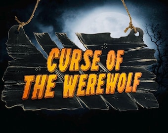 La malédiction du loup-garou - Panneau mural en bois - Décoration d'Halloween et d'horreur