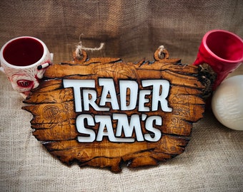 Trader Sam’s Tiki bar mug sign