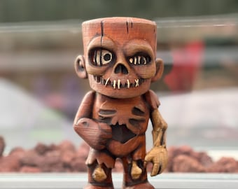 Ręcznie malowana figurka zombie tiki – upiorna dekoracja baru, 7-calowy idol