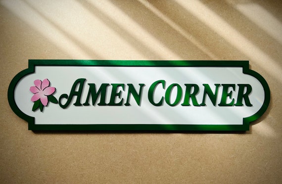 Hand-Painted Amen Corner Golf Sign on Plywood - Golf Lover Gift