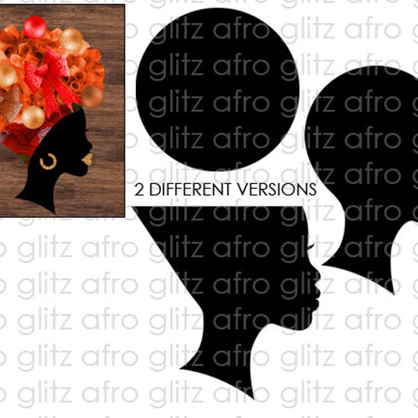 Diva Wreath Afro Black Woman Silhouette SVG Digital Only Base, Lips, Eyelash and Hair  Layered for Cutting Machines Wood Vinyl Door Hanger