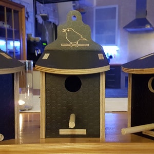 CAD drawing for construction: For nesting box - blue, great and house sparrow