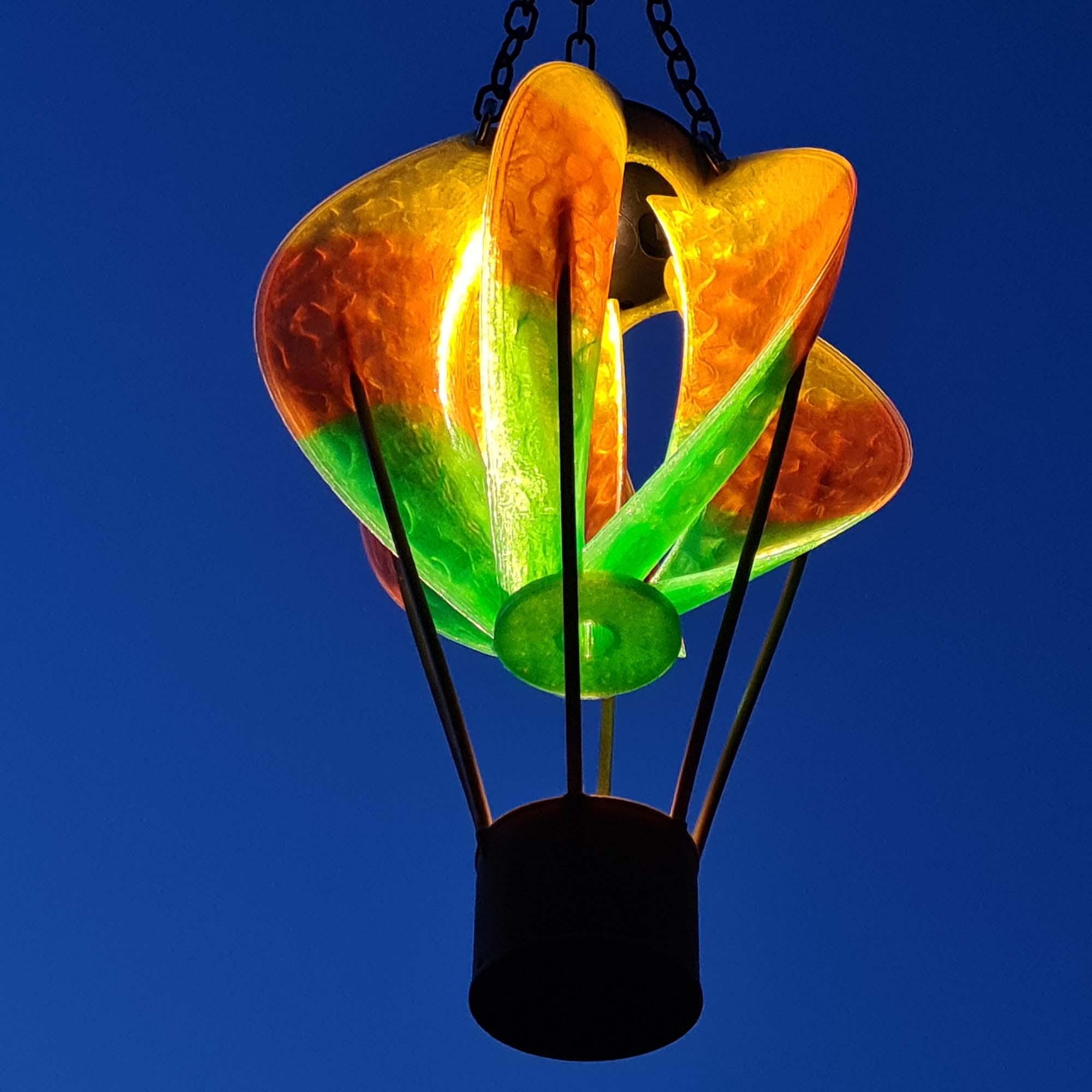 Solar Heißluftballon-Laterne – Acryl, Flackernder Flamme-Effekt, Wetterfest, 20x15 Cm