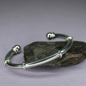 Men&#39;s Gent&#39;s Sterling Silver Torque Ball With Extra Collars Design Bangle, 62g