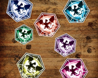 DnD Sticker | Dragon Decal | Dungeon and Dragons D20 Sticker | DM Gift Idea | Various Colors | Dice Decals | RPG Critical Role Stickers