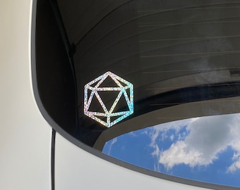 D20 車用デカール: D&D ダイス ステッカー、ホログラフィック カラー、ダンジョンズ アンド ドラゴンズ バンパー ステッカー、RPG デカール。