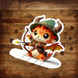 Cute Dragon Ranger Class, DND Sticker, Dungeon Master Gift, Waterproof, Glossy, Holographic, Dungeons and Dragons Stickers