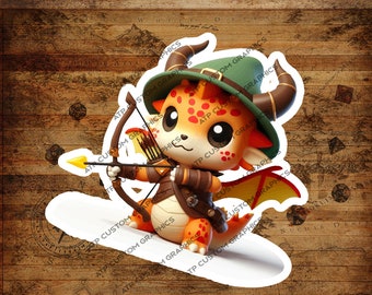 かわいいドラゴンレンジャークラス、DNDステッカー、ダンジョンマスターギフト、防水、光沢、ホログラフィック、ダンジョンズ＆ドラゴンズステッカー