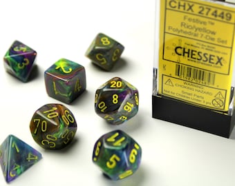Chessex フェスティバル リオ イエロー ダイス セット: 多面体 RPG ダイス 7 個
