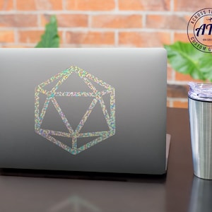 DND Car Decal, D&D Sticker, D20 Holographic Vinyl Decal, Dungeon and Dragons Sticker, Dice Sticker, For indoor or Outdoor use, RPG Decals