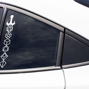 DND Dice Sword Decal, D&D Sticker, Holographic Dungeons and Dragons Vinyl Decal, Bumper Sticker, Dice Sticker, RPG Decals