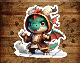 かわいいドラゴンモンク、DND クラスステッカー、ダンジョンマスターギフト、防水、光沢、ホログラフィック、ダンジョンズ＆ドラゴンズステッカー