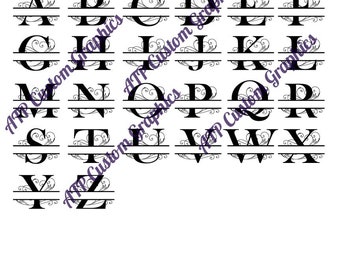 分割モノグラム文字 SVG: Cricut、Glowforge 用装飾アルファベット (デジタル)