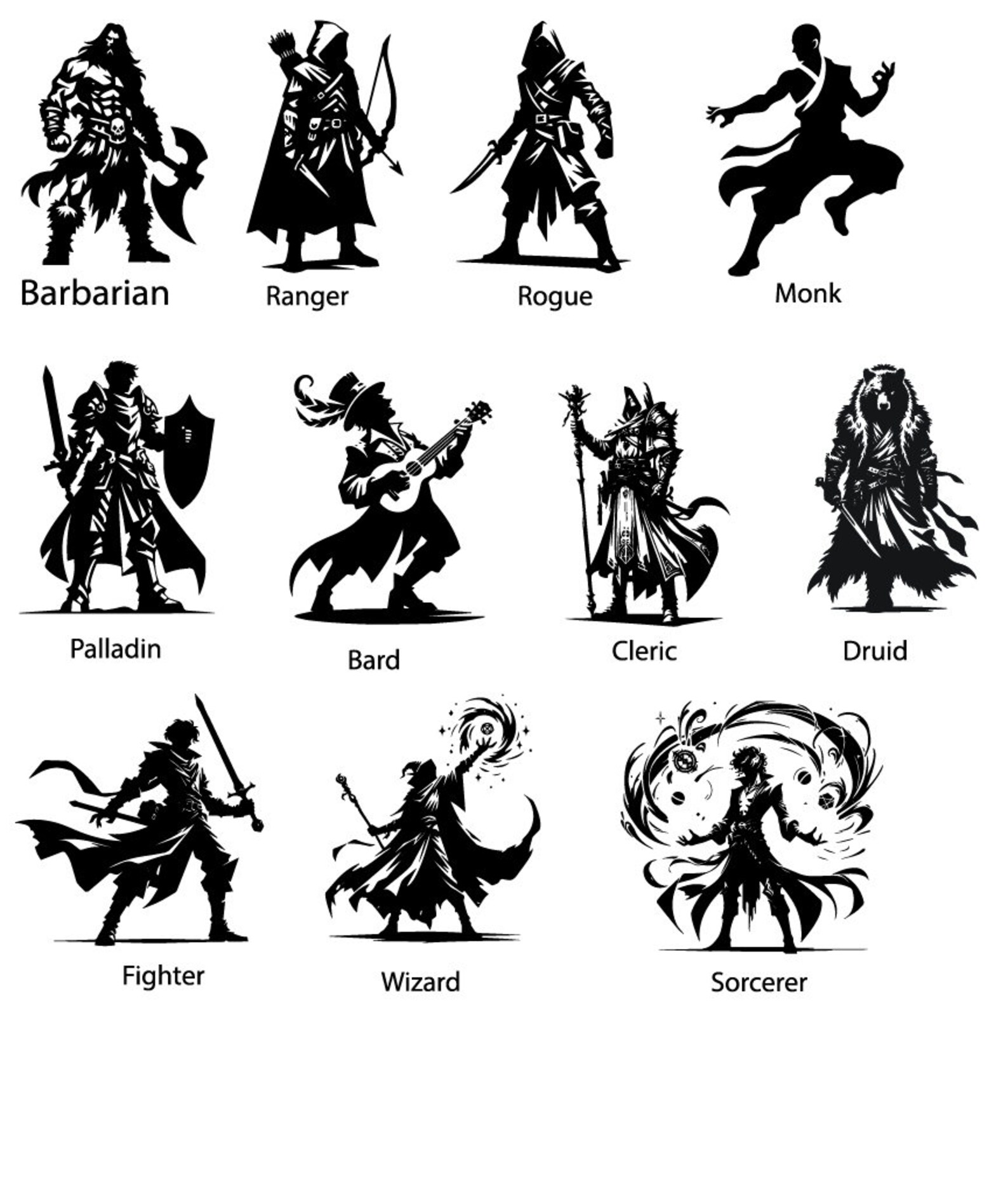 Dnd Character Class Stickers, Dungeons and Dragons Decals, Level up ...