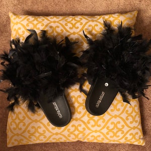 Black Feathered Flops