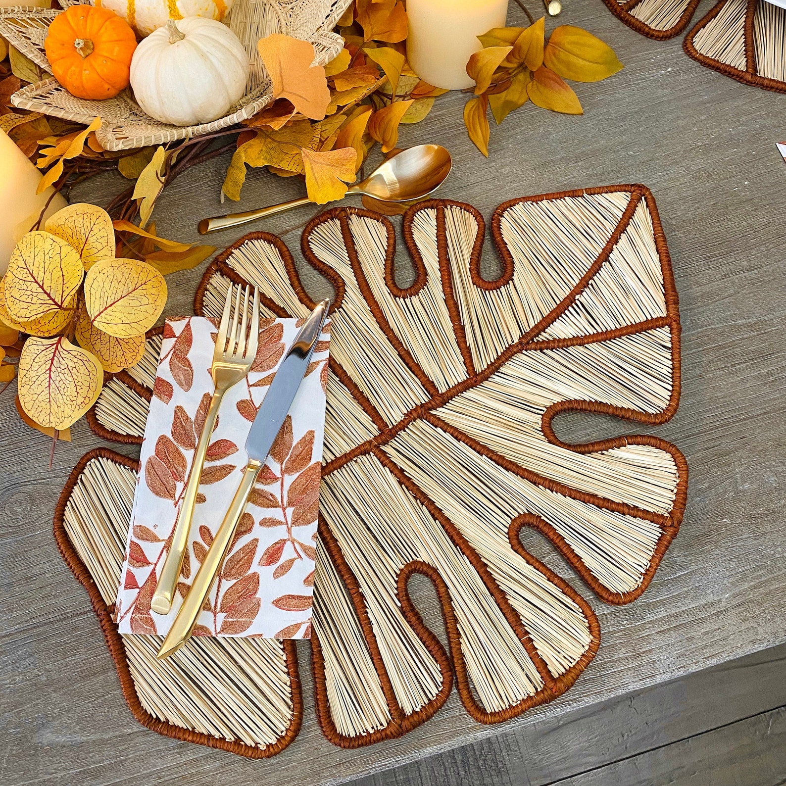 Set of 4 Leaf Iraca Palm Placemats Natural Etsy