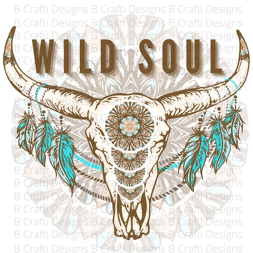 Wild Soul Boho Skull With Background PNG Sublimation Design - Etsy