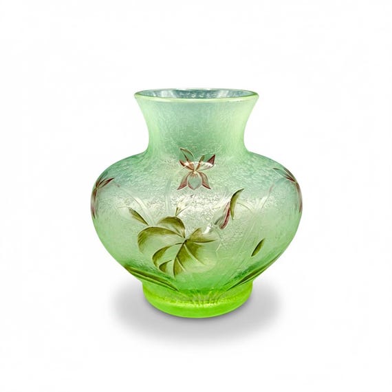 DAUM FRÈRES Jarrón Cristal Uranio VIOLETTES ca.1890 - 1900