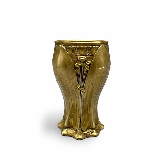 LÉON KANN Miniature Art Nouveau Vase Signed Siot Decauville Paris French Bronze Antique Decorative Object