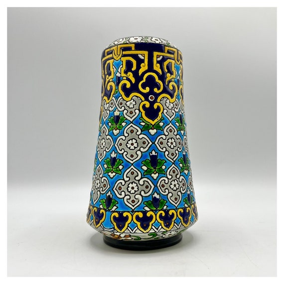 JULES VIEILLARD BORDEAUX France Antique Glazed Ceramic Vase Persian Style Art Nouveau Longwy