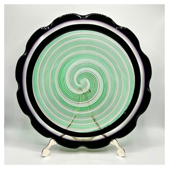 CENTERPIECE MURANO Filigree Spiral Bowl Tray or Bowl of rare design Glass Vintage Colors vide poche