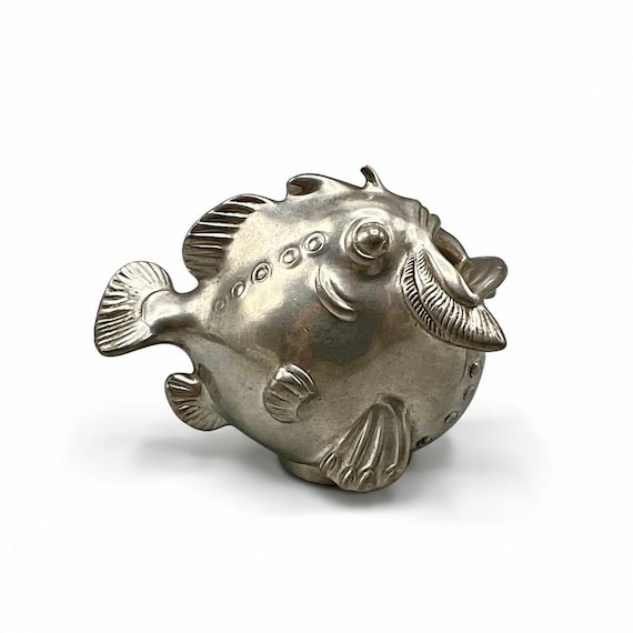 JUST ANDERSEN Figure Grotesque Fish Design Iron Pewter Art Deco style Vintage Denmark ca.50s