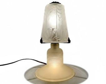 MULLER FRERES LUNEVILLE 40s Art Deco Lamp Antique Acid Glass Era Daum Verlys Hanots Schneider Degué Hettier Vincent France