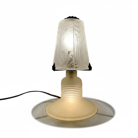 MULLER FRERES LUNEVILLE 40s Art Deco Lamp Antique Acid Glass Era Daum Verlys Hanots Schneider Degué Hettier Vincent France