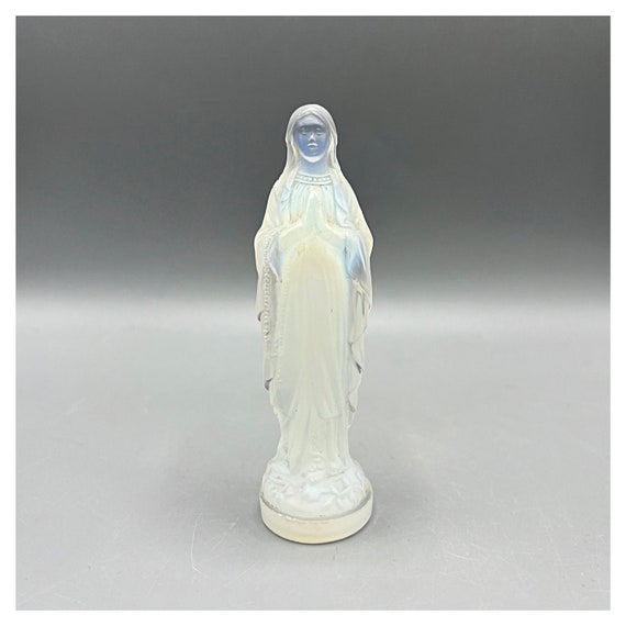 ETLING MADONNA VIRGIN Opalescent Crystal Figurine Art Deco Paris Religious Sabine style