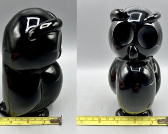 ARCHIMEDE Seguso Figurine OWL Murano Glass Black Rare Collection