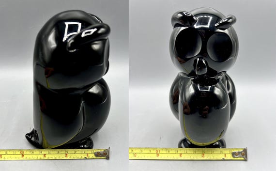 「Seguso Murano」黒いガラス製　置物 ARCHIMEDE Seguso Figurine OWL Murano Glass Black Rare Collection