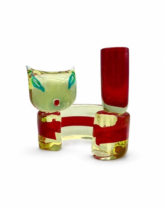 ANTONIO DA ROS Candelabro Gato en Murano Uranio para Cenedese ca.60s