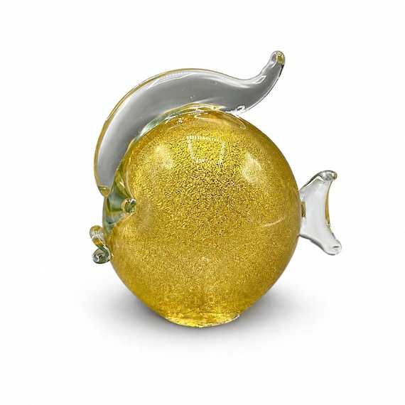 PEZ de Murano con inserción AVENTURINA - Vetri d'Arte Archimede Seguso Diseño Pez Globo