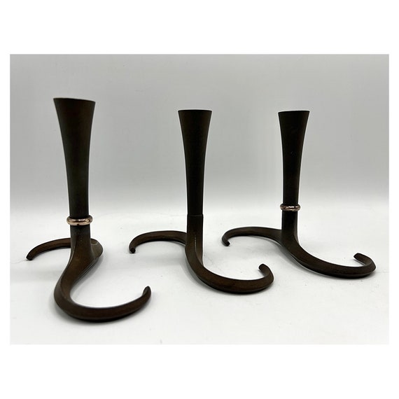 Candle Holders 3 JENS QUISTGAARD DANSK Design Iron Brass Original Design Vintage Denmark Set Candle sticks