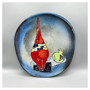 LOUIS GIRAUD Wall Plate VALLAURIS Freeform Abstract Tray Vide poche ceramic France Art Deco Bowl Empty pockets Colors