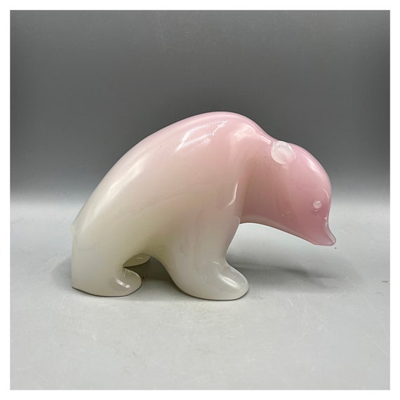 ARCHIMEDE SEGUSO Figura OSO en Murano Rosa Opalina Alabastro 60's