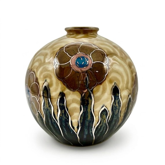 CAMILLE THARAUD Vase Art Deco LIMOGES Porcelain Antique France Floral