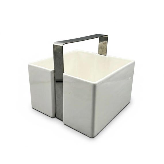 ICO PARISI LUISA Zanolli & Sebellin Nove Vicenza Centro Ceramic Basket White Glazed Italy ca.70s Rare Collection