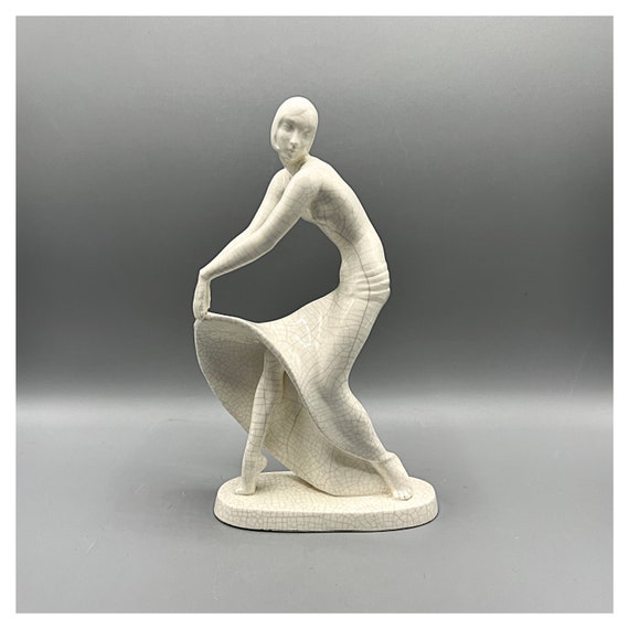 SITZENDORF TÄNZERIN SCULPTURE Bavaria Germany Figure Dancer Ceramic old crackle rare Art Deco model