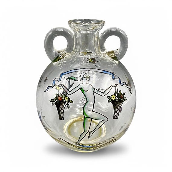 Pequeño frasco o Jarrón de vidrio por Luigi FONTANA o Gio PONTI para murano VEDAR Vetri d'Arte