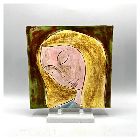 Rostro en Teja Cerámica por JACQUES POUSSINE Francia ca.50s