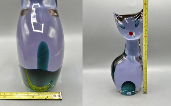 ANTONIO DA ROS Large Sculpture Cat Figure Murano Glass Cenedese