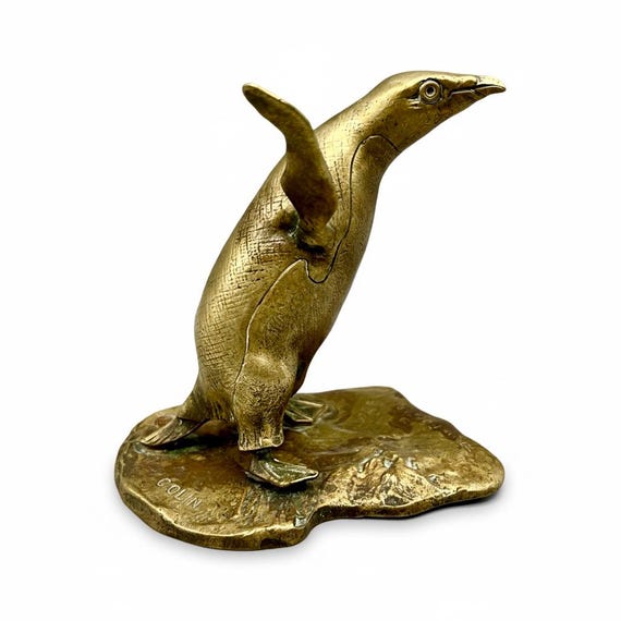 Escultura Pingüino en bronce por GEORGES COLIN para Susse Frères París ca. 1910