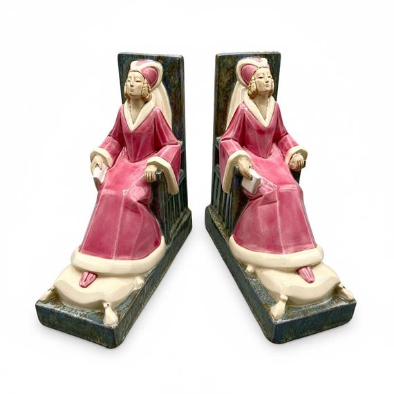 ARGILOR PARIS Pair of Art Deco Bookends Ceramic Antique France