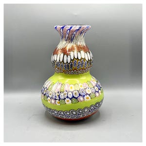 MILLEFIORI la MURRINA Large Thick Colourful Murano Glass Vase with aventurine or gold dust inlay of great weight quality Fratelli Toso attr.