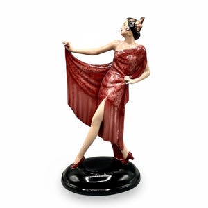 JOSEF LORENZL Art Deco Flamenco Dancer Polychrome Ceramic Model 1234 Tänzerin Wien Vienna Austria 1930s