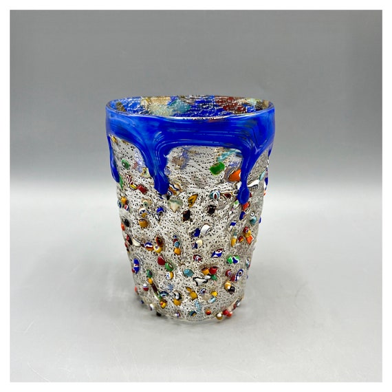 Vaso de crital de murano con incrustaciones de MILLEFIORI por ZECCHIN Italia