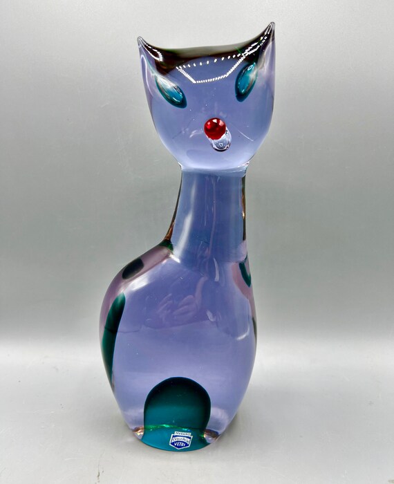 ANTONIO DA ROS Large Sculpture Cat Figure Murano Glass Cenedese